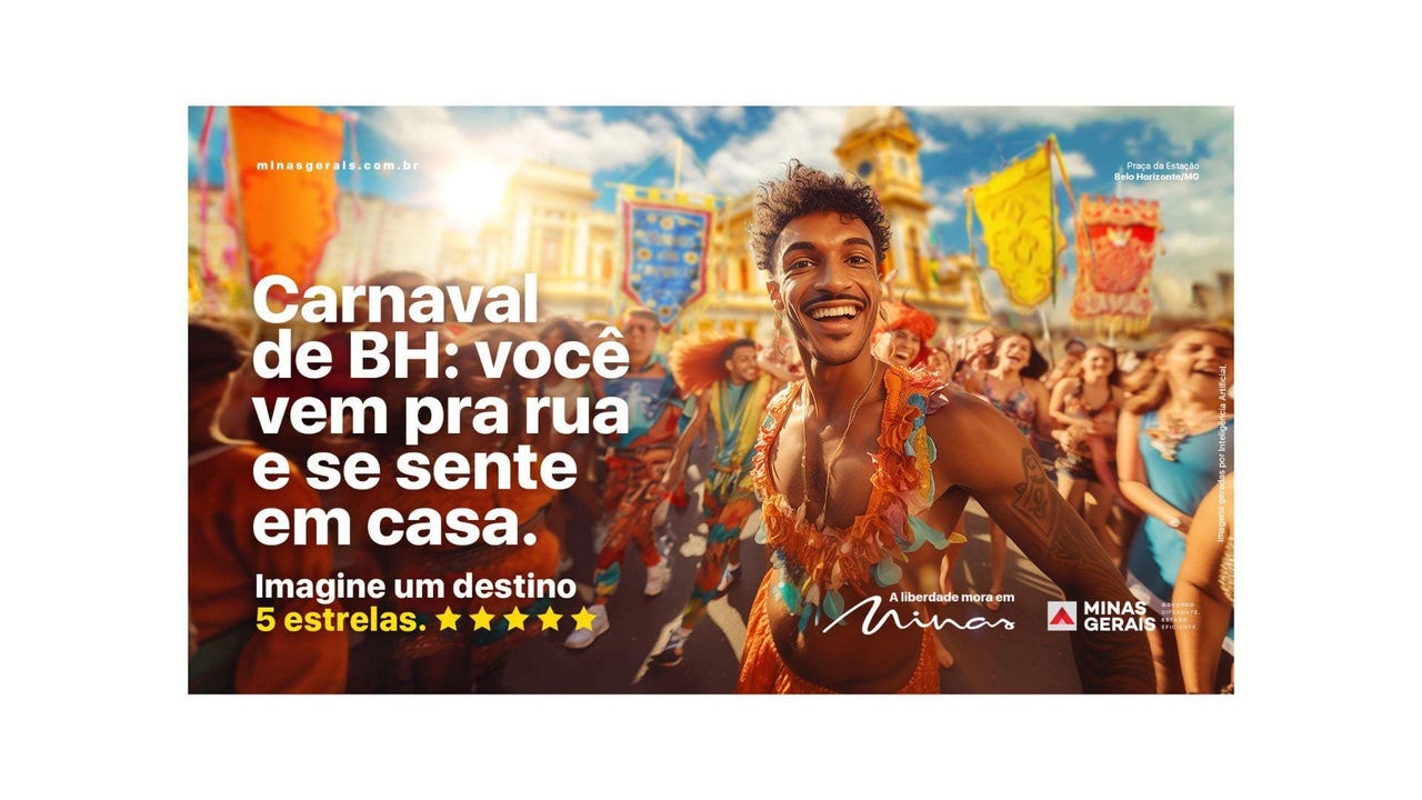 Peça da campanha publicitária do Carnaval de BH 2024