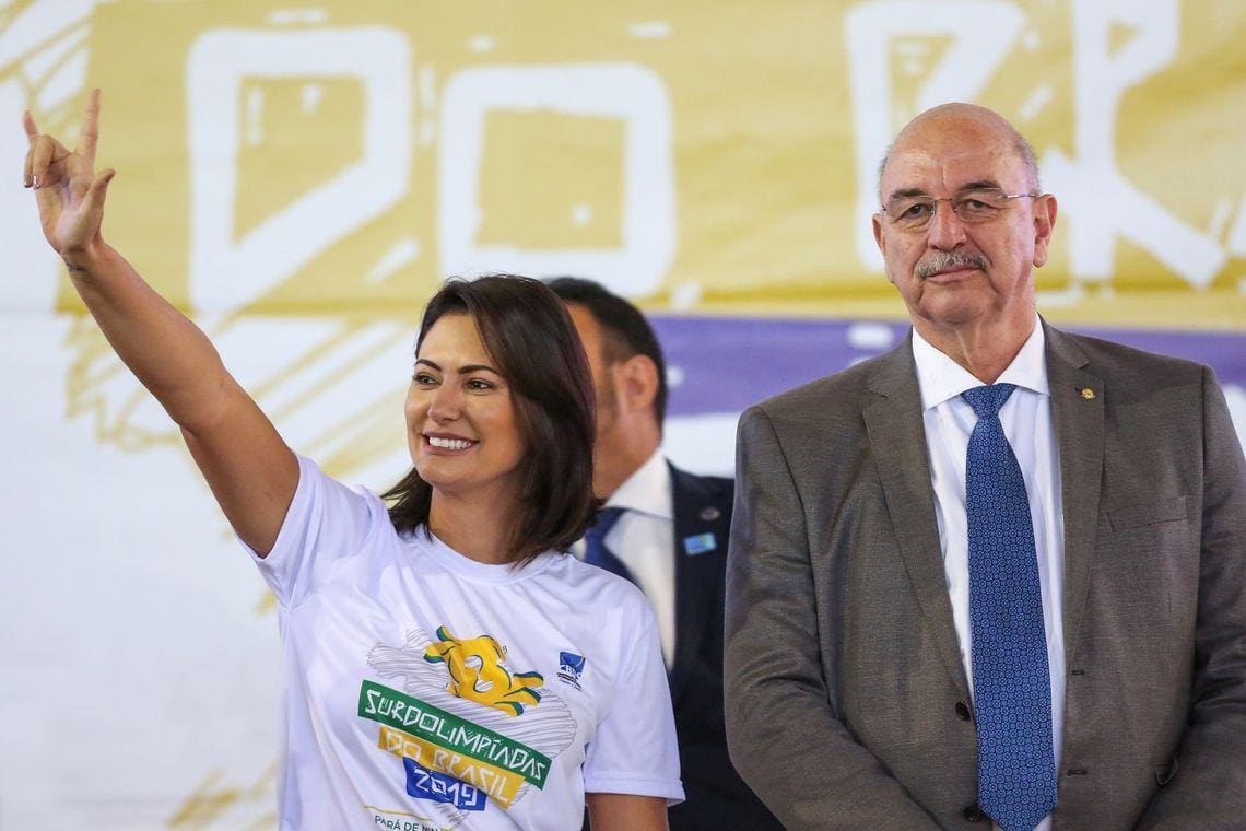 Michelle Bolsonaro e Osmar Terra participaram da abertura das Surdolimpíadas