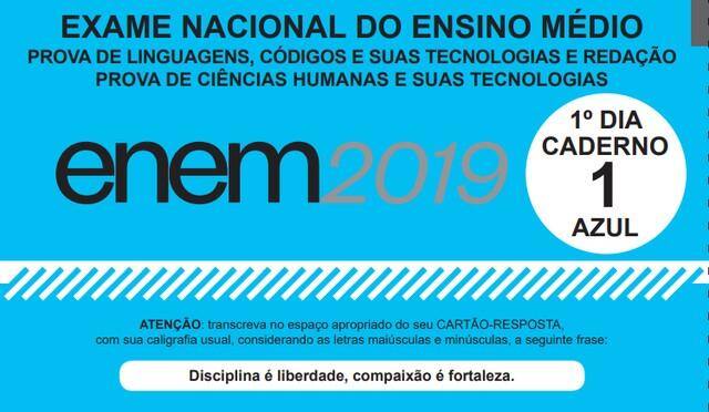 Caderno azul do Enem 2019
