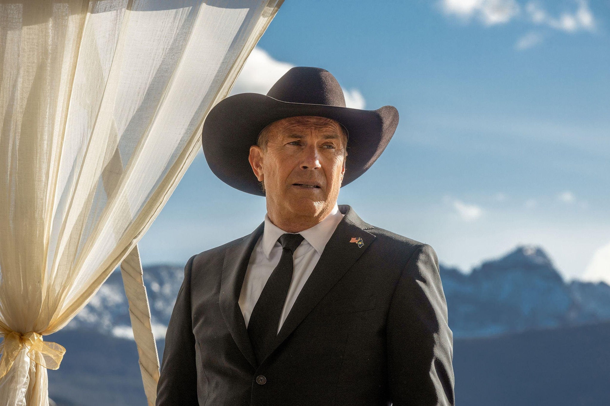 O ator Kevin Costner, que está na série Yellowstone