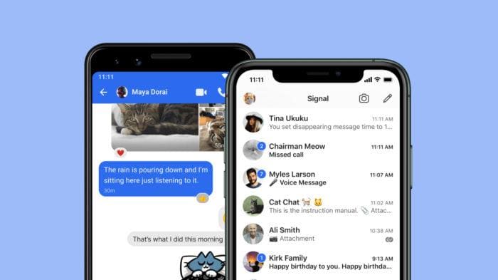 Interface do Signal, aplicativo de mensagens que preza pela proteção da privacidade do usuário