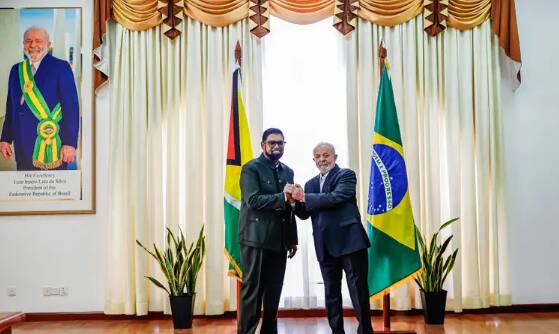 O presidente da República, Luiz Inácio Lula da Silva (PT), e o presidente da Guiana, Irfaan Ali