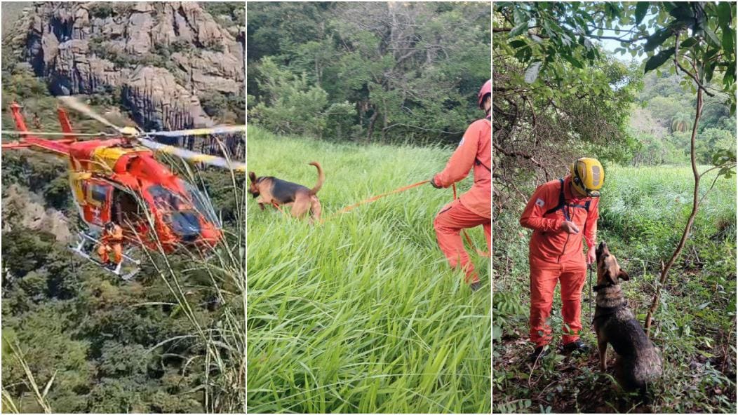 Equipes do Corpo de Bombeiros fizeram buscas por jovem desaparecido na Serra do Cipó