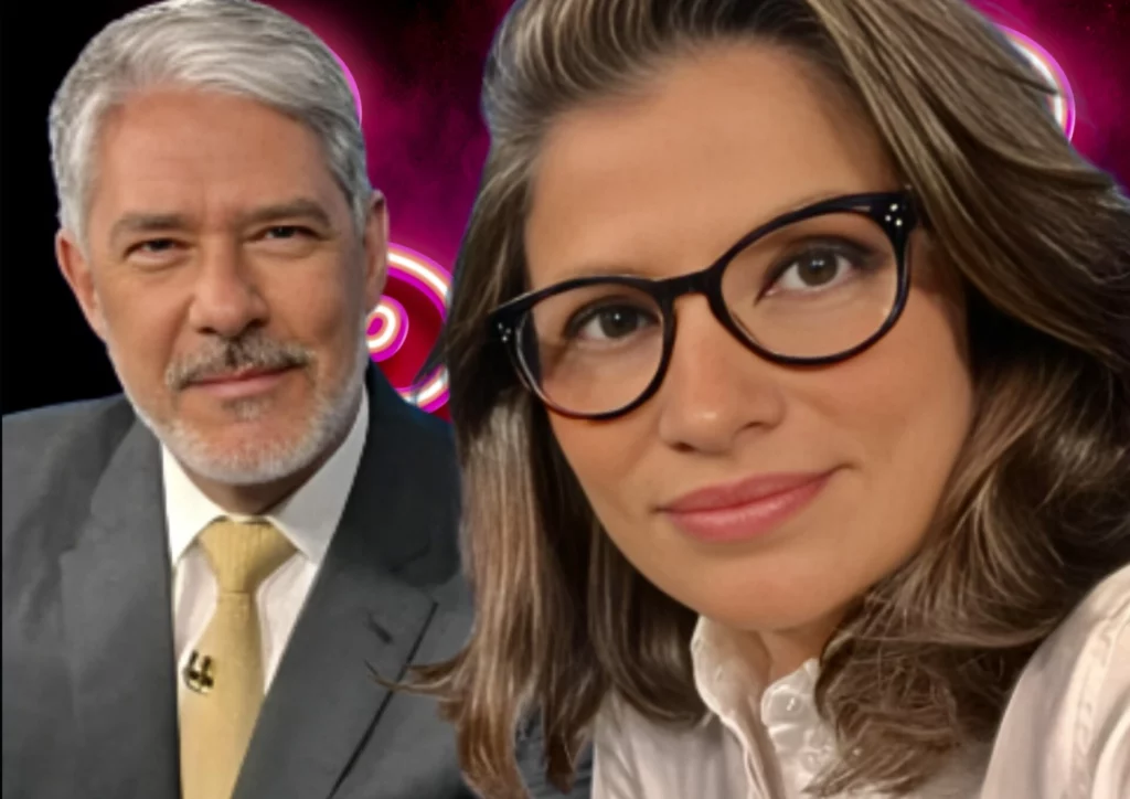 Bonner e Vasconcellos nos bastidores do JN - Divulgação/TV Globo 