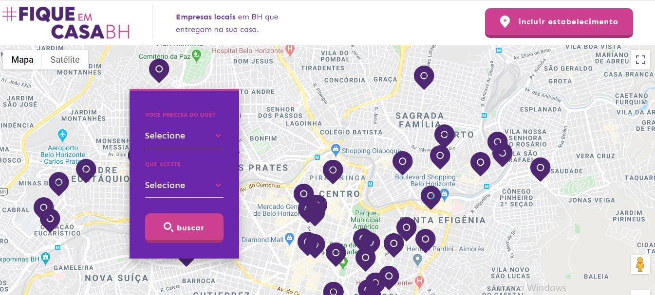 Startup cria mapa para empresas de BH cadastrarem seus serviços de delivery