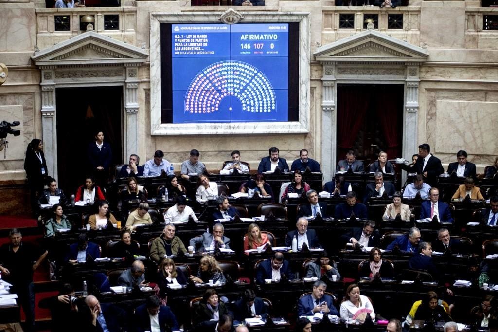Câmara dos Deputados da Argentina, durante votação desta terça-feira (30)