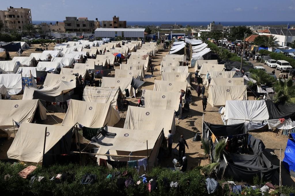 Campo de refugiados em Khan Yunis, cidade ao sul da Faixa de Gaza