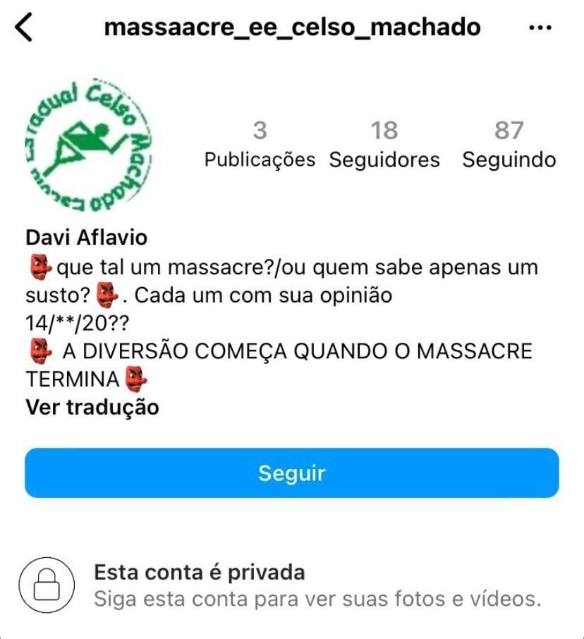 Massacre foi anunciado por perfil em rede social