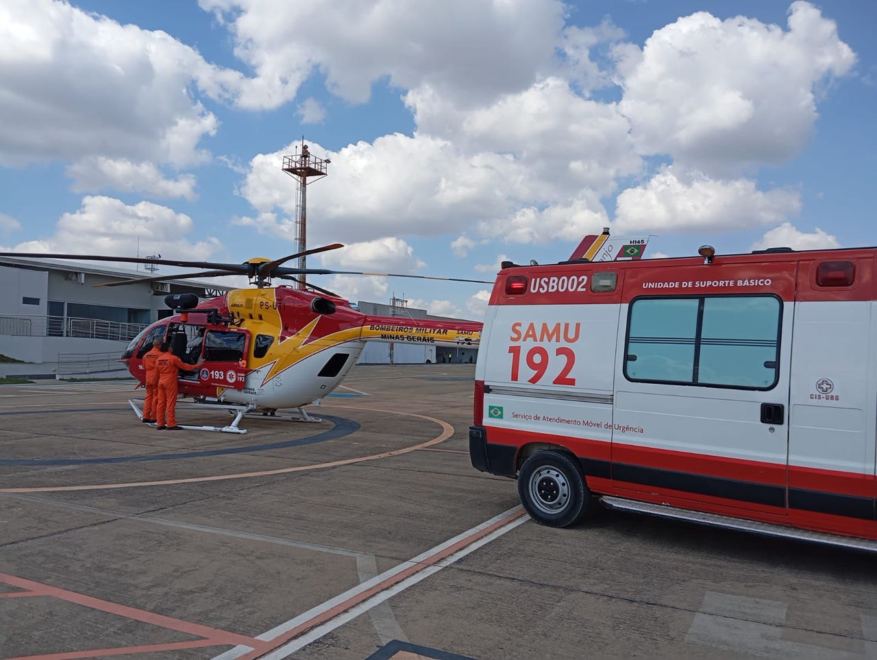 Criança foi transportada de helicóptero pelos bombeiros