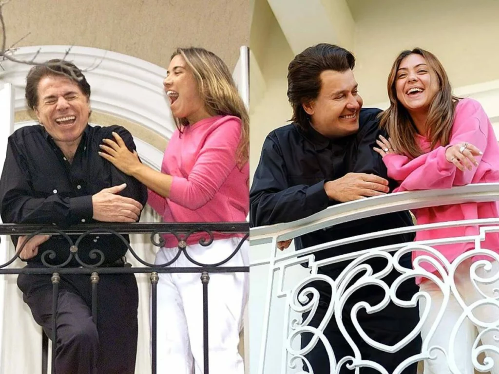 Silvio Santos com Patrícia Abravanel; Rpdrigo Faro e Poliana Aleixo