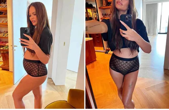 Chrissy Teigen usa calcinha de R$ 2700 para anunciar gravidez