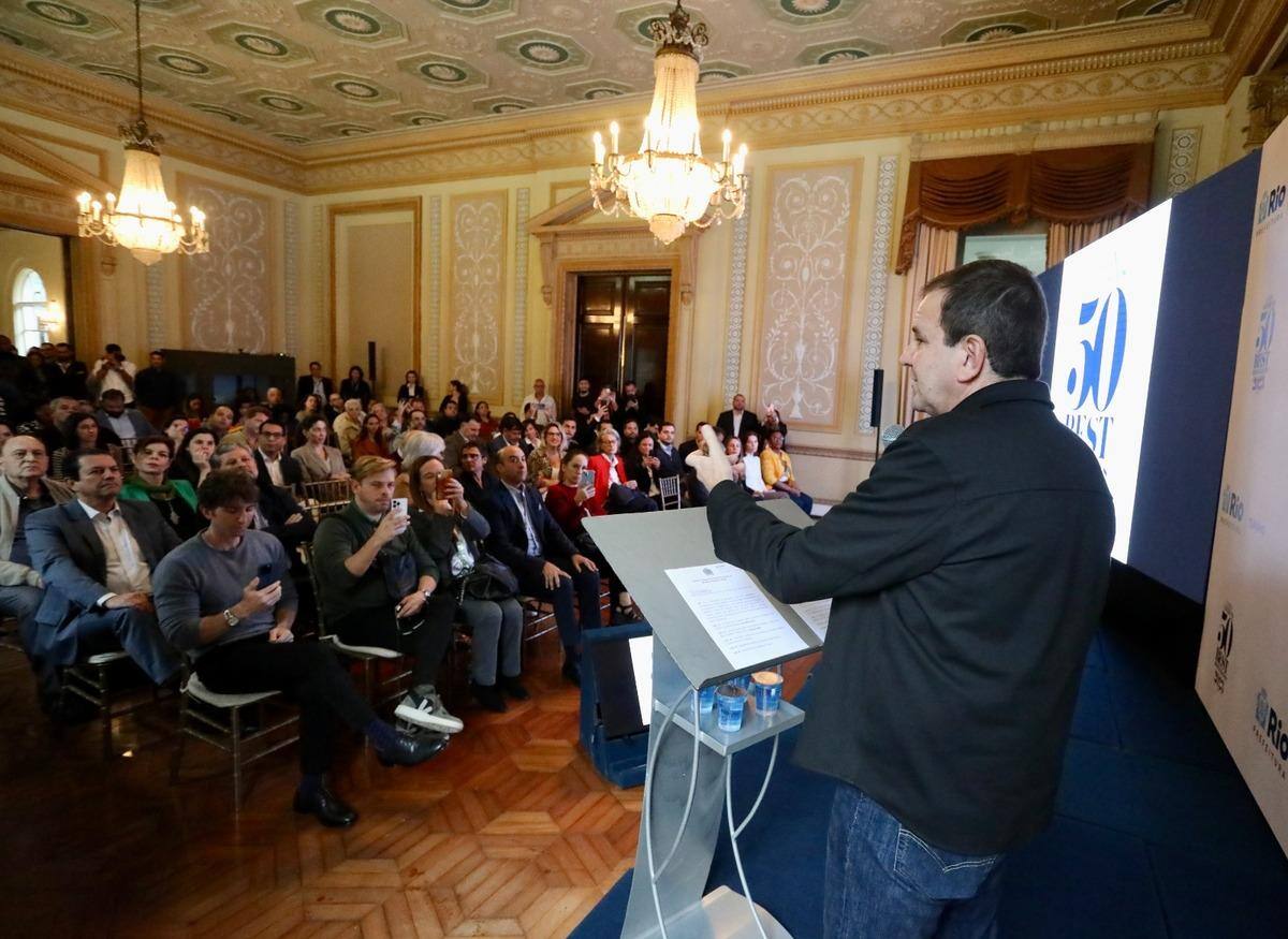 Eduardo Paes no anúncio do Rio será sede do Latin America's 50 Best Restaurants 2023