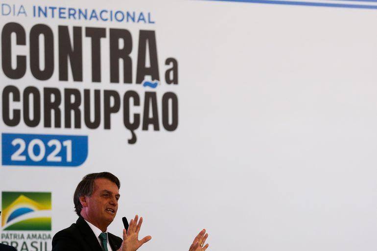 O presidente Jair Bolsonaro participou de evento alusivo ao Dia Internacional Contra a Corrupção, no Palácio do Planalto