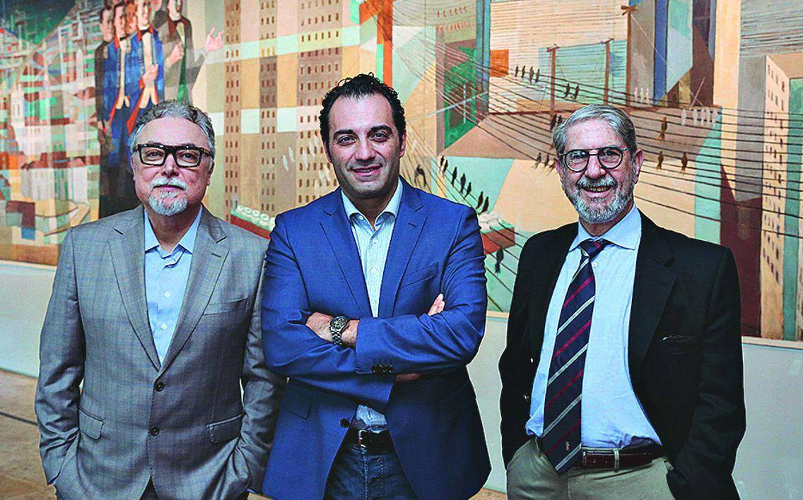 João Batista Ciaco, que assumiu a presidência da Casa Fiat de Cultura; o presidente da Fiat Chrysler Automobiles para a América Latina e presidente do conselho deliberativo da Casa Fiat, Antonio Filosa; e o conselheiro cultural da Casa Fiat, José Eduardo de Lima Pereira