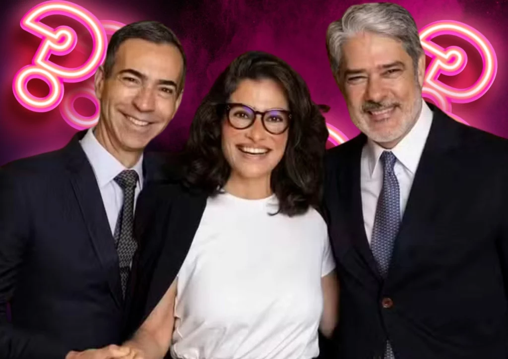 César Tralli, Renata Vasconcellos e William Bonner na Globo  - Divulgação/TV Globo 
