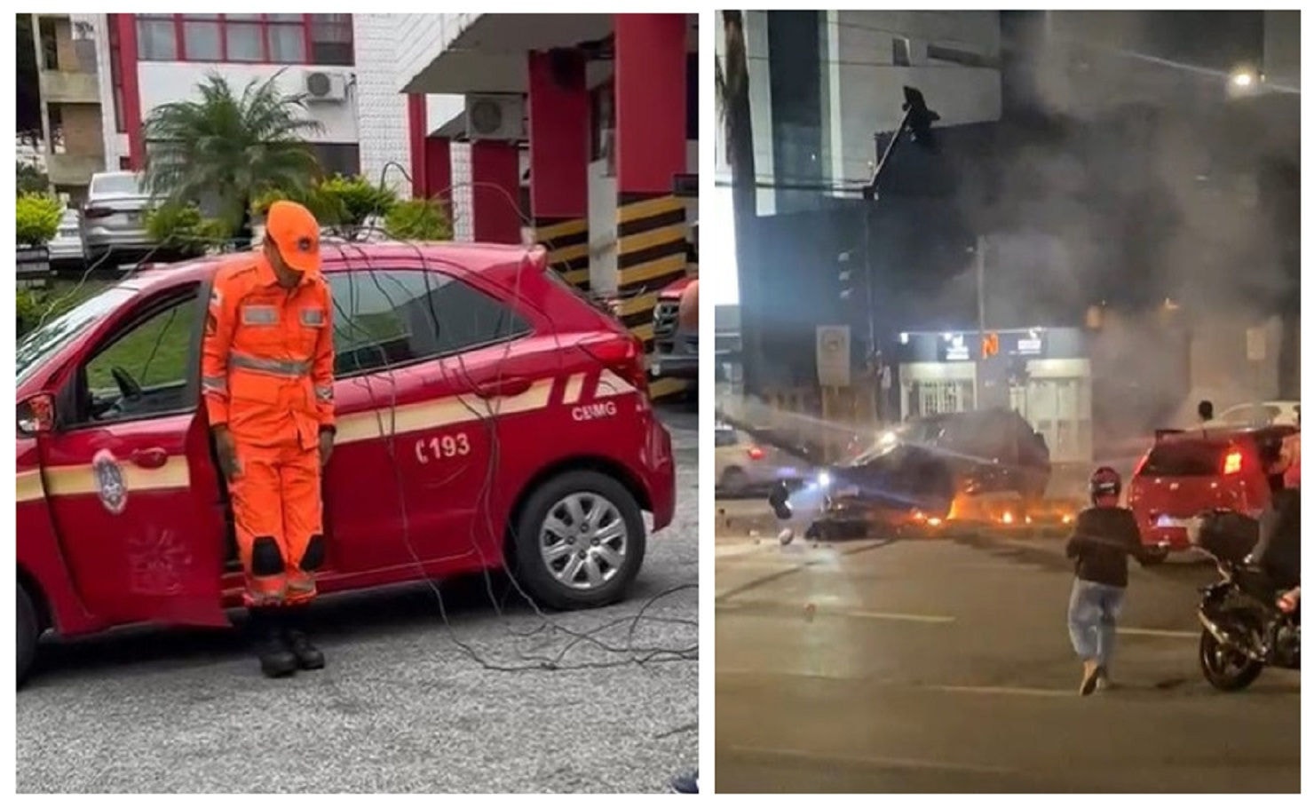 Bombeiros orientam sobre como descer de um carro sob risco de eletrocussão