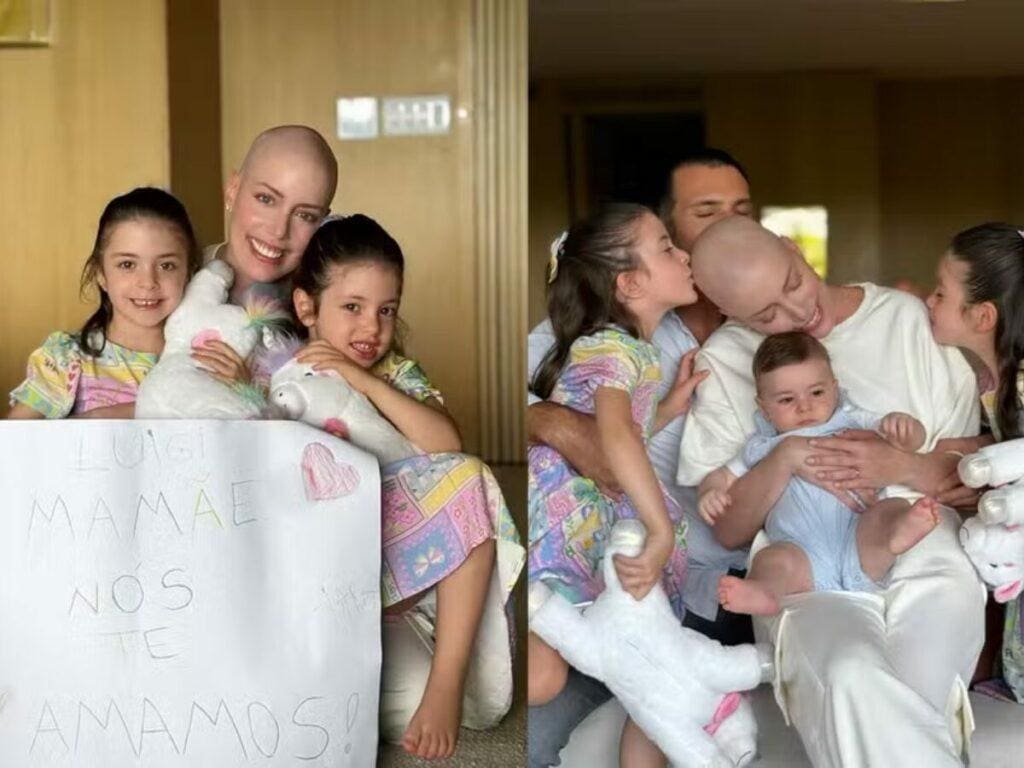 Fabiana Justus recebe alta após transplante de medula e ganha chamego da família