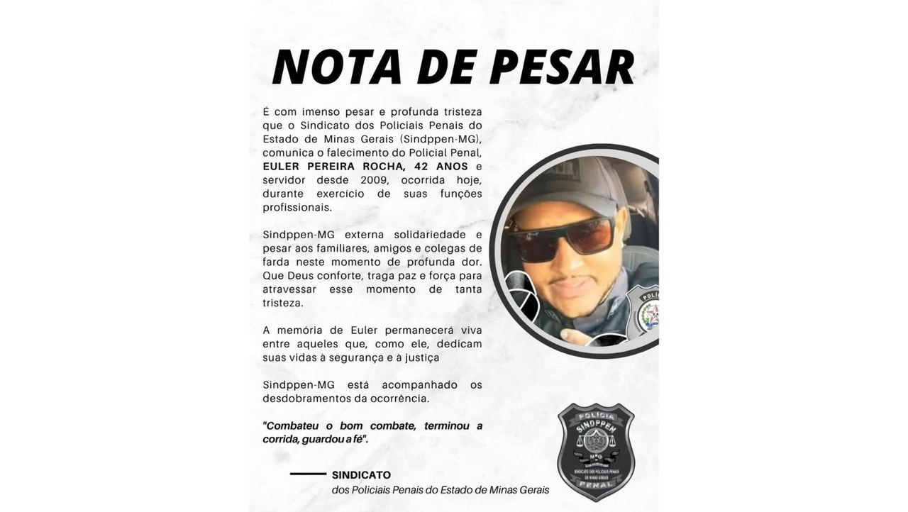Sindicato lamentou a morte do policial penal nas redes sociais