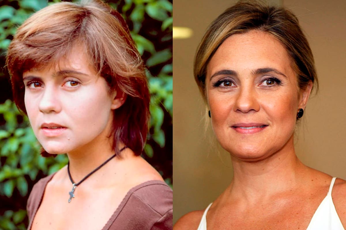 Adriana Esteves (Mariana) em "Renascer" (1993) e nos dias atuais