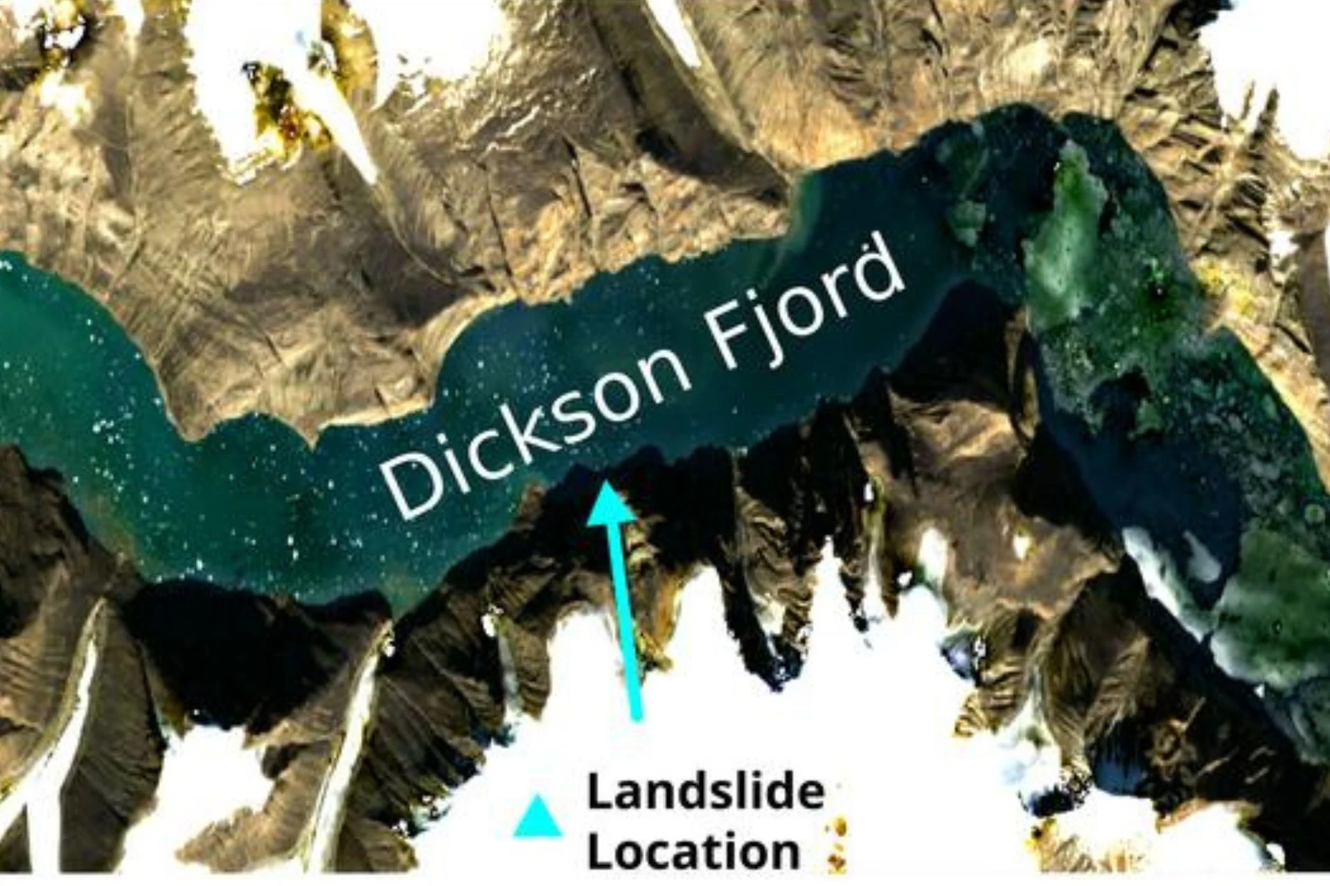 Uma imagem do satélite Copernicus Sentinel-2 do Fiorde Dickson, no leste da Groenlândia