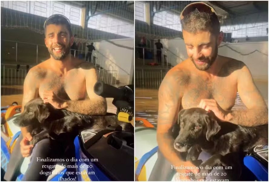 Pedro Scooby vai adotar cachorro que resgatou no Rio Grande do Sul