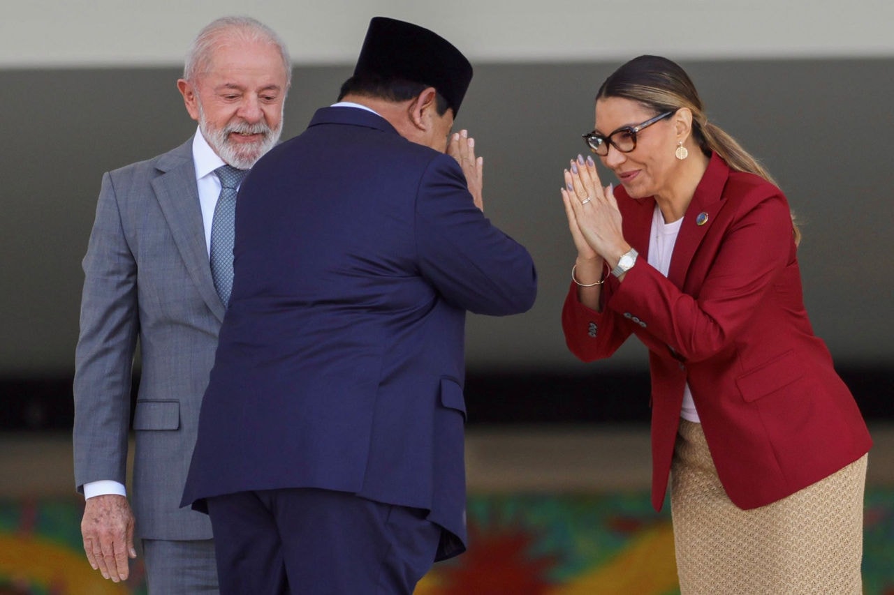 Presidente Lula e a primeira-dama Janja da Silva receberam nesta quarta-feira (9) presidente da Indonésia, Prabowo Subianto
