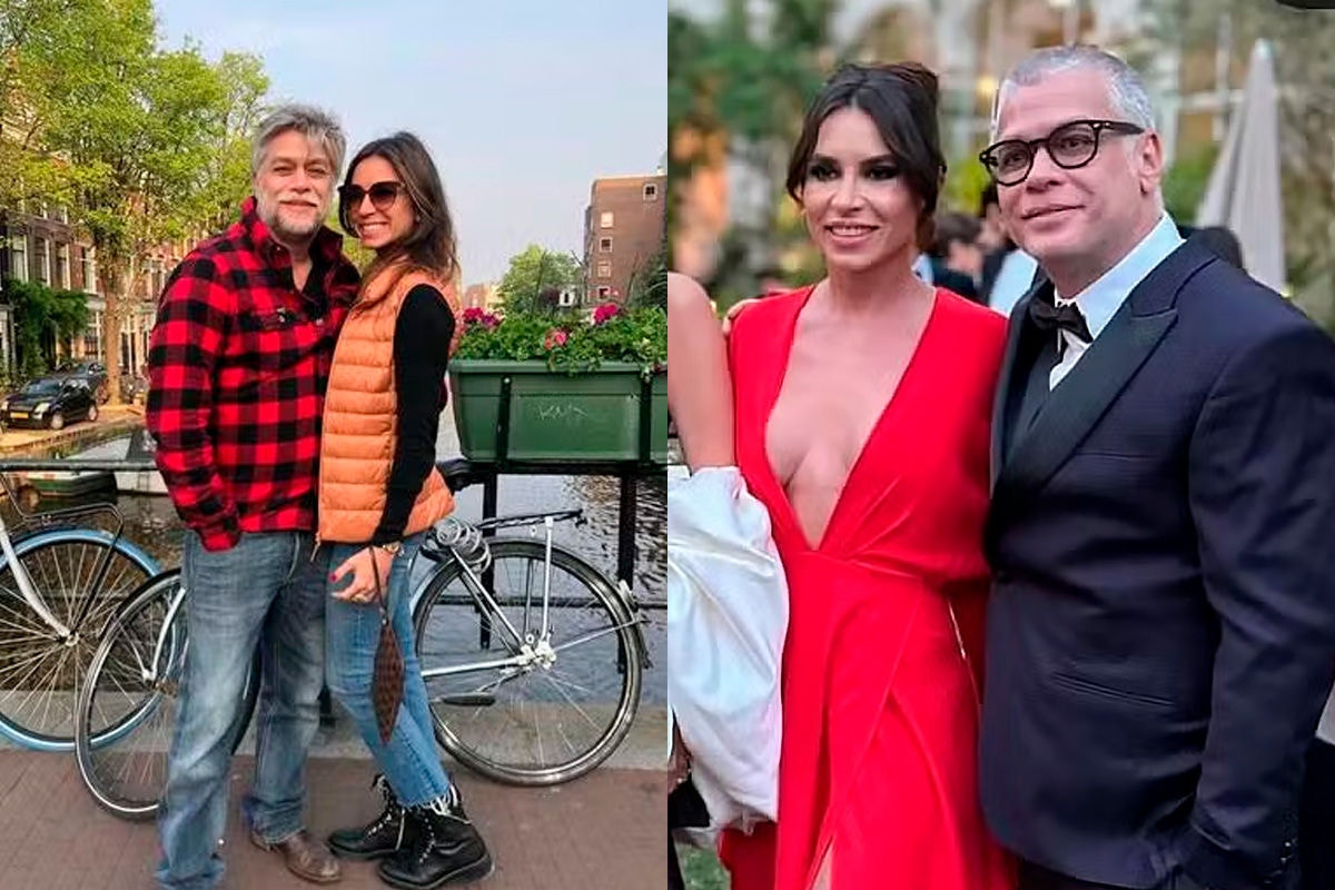 Fábio Assunção e Mel Pedrosa em 2019 (à esquerda) e no Festival de Cannes (à direita)