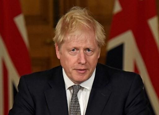 O primeiro-ministro Boris Johnson participa de coletiva virtual na qual explicou o novo lockdown contra a pandemia na Inglaterra