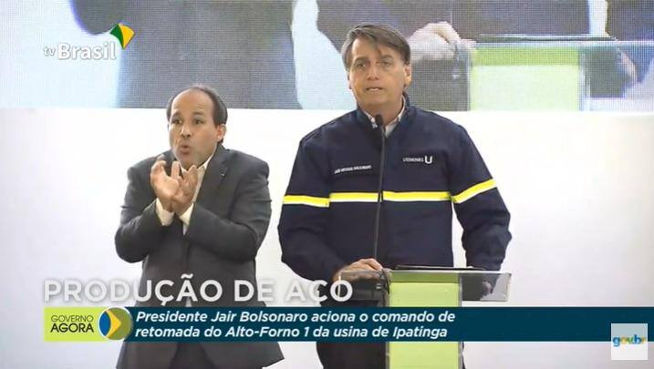 Bolsonaro participou de evento de religamento de alto-forno da Usiminas, em Ipatinga