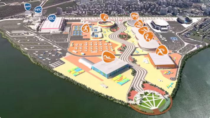 Mapa projetado do Parque Olímpico da Barra