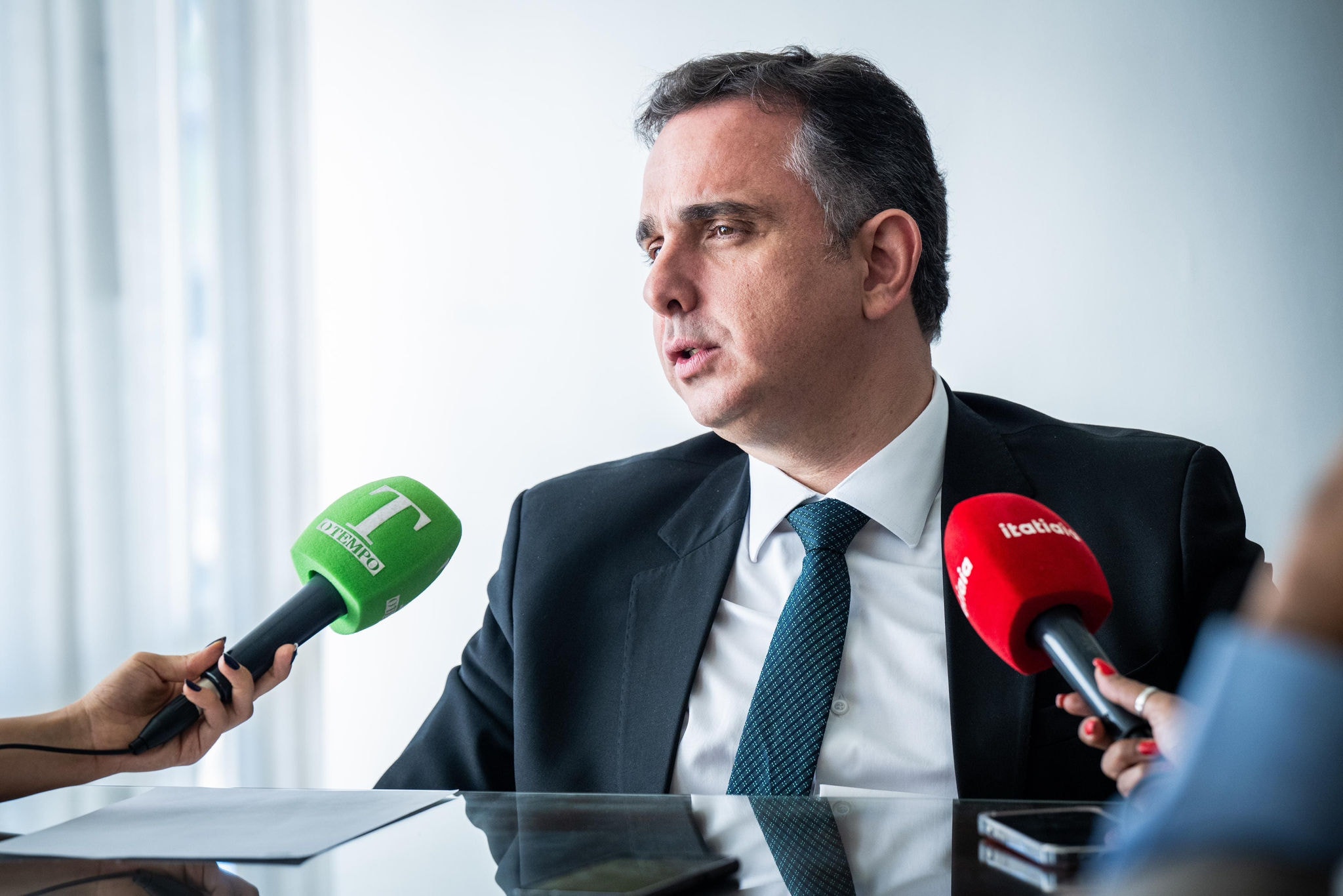 Rodrigo Pacheco, presidente do Senado, durante entrevista