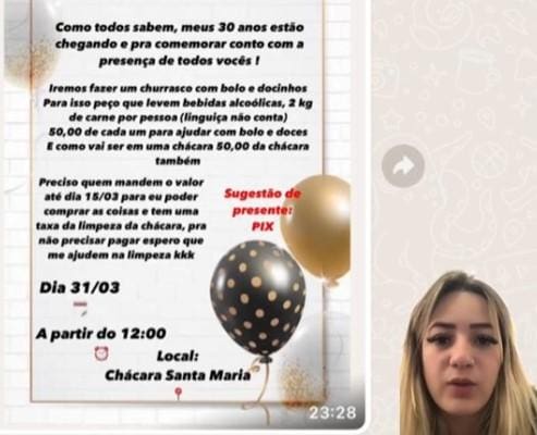 Print do vídeo de Karen Guimarães que viralizou