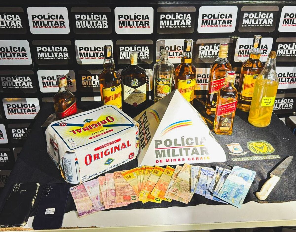 Polícia apreendeu bebidas, celulares, dinheiro e outros produtos roubados em Paracatu