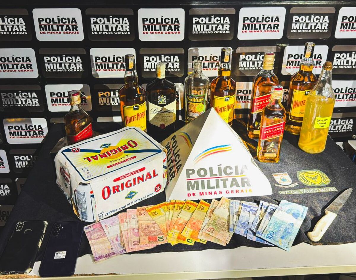 Polícia apreendeu bebidas, celulares, dinheiro e outros produtos roubados em Paracatu