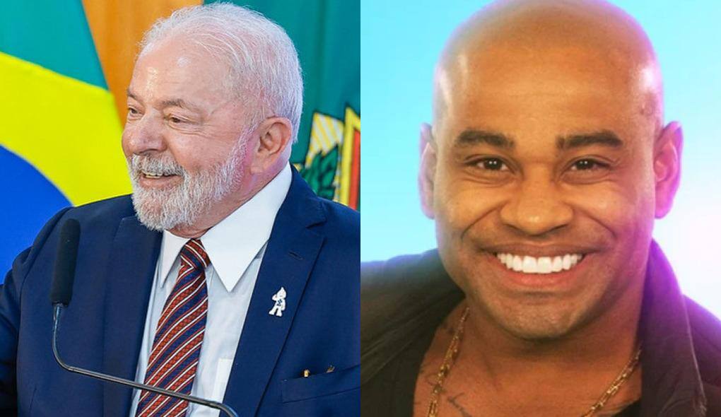 Na imagem, o presidente da República, Luiz Inácio Lula da Silva (PT), e o ex-BBB Cezar Black