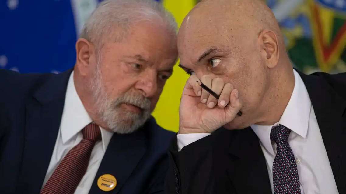 O presidente da República, Luiz Inácio Lula da Silva (PT), e o ministro do Supremo Tribunal Federal (STF) Alexandre de Moraes