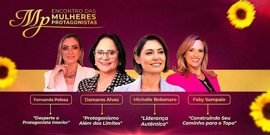 Imagem de divulgação do evento que Michelle e Damares irão participar em "turnê" nos Estados Unidos