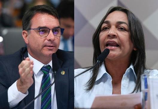 Senadores Flávio Bolsonaro (PL-RJ) e Eliziane Gama (PSD-MA), na ordem