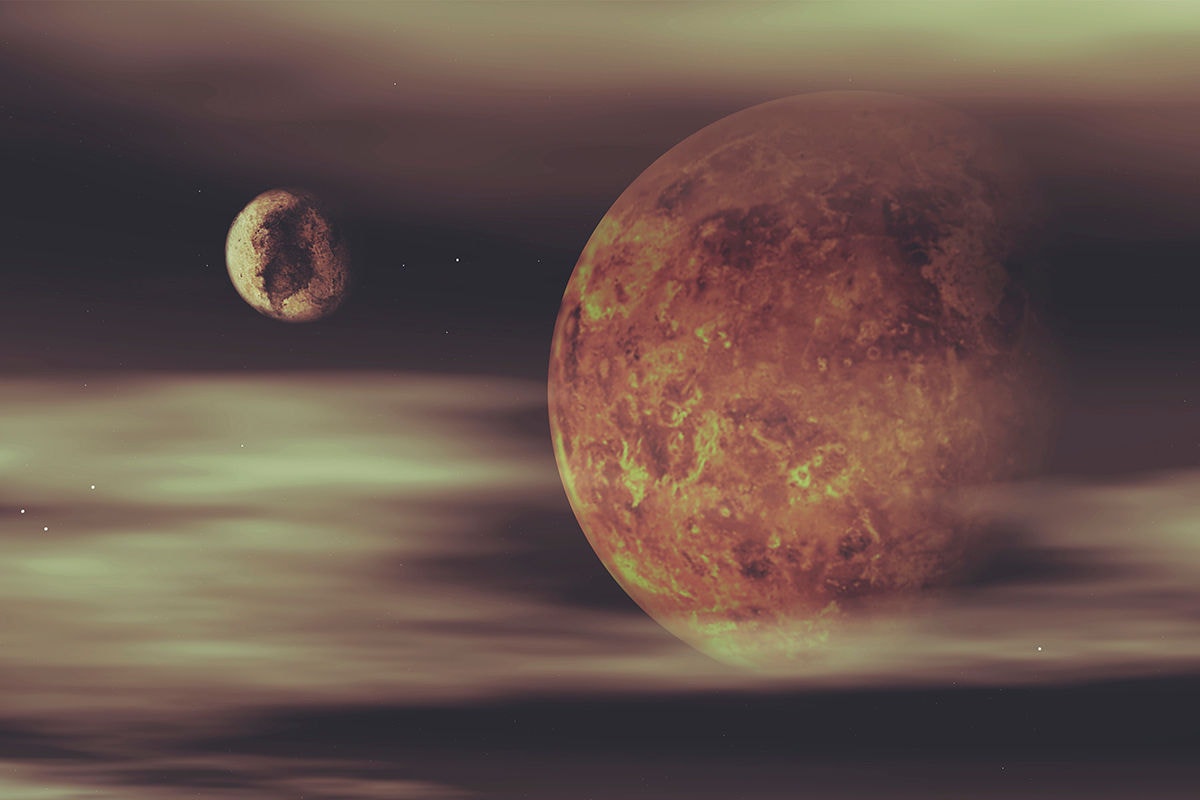 3D render of a space background with fictional planets