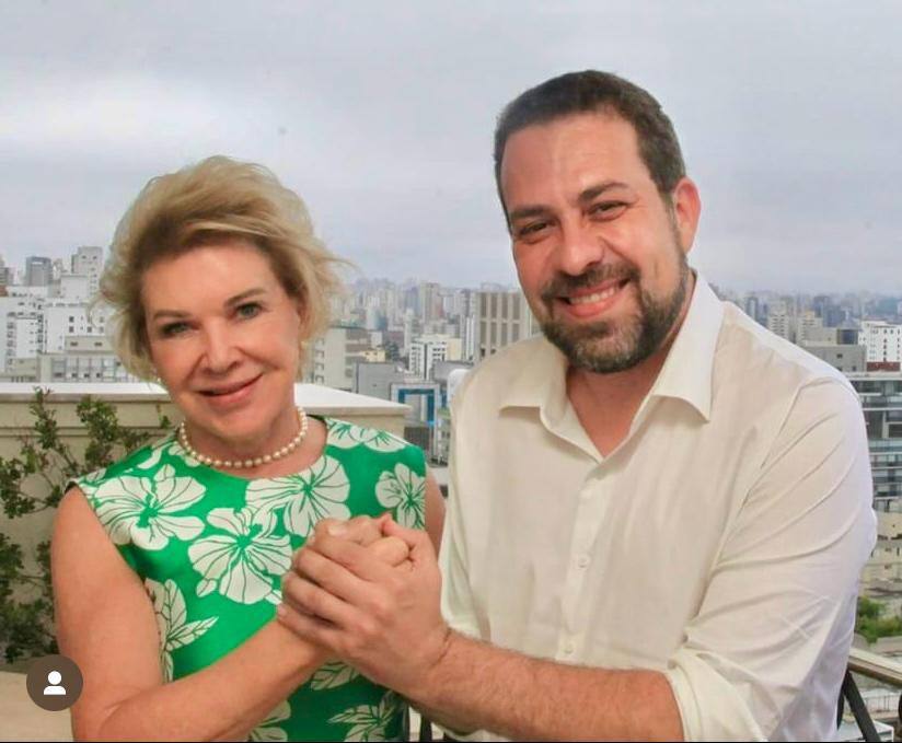 Marta Suplicy e Guilherme Boulos postaram foto de mãos dadas, após almoço