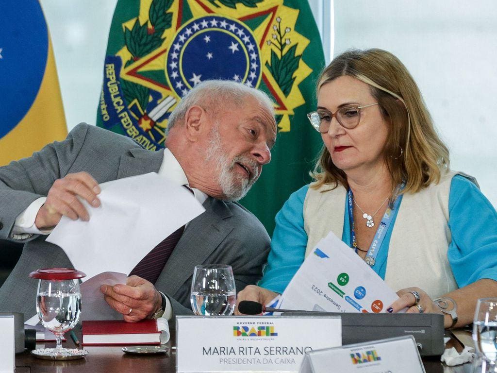 O presidente Luiz Inácio Lula da Silva e a presidente da Caixa, Maria Rita Serrano