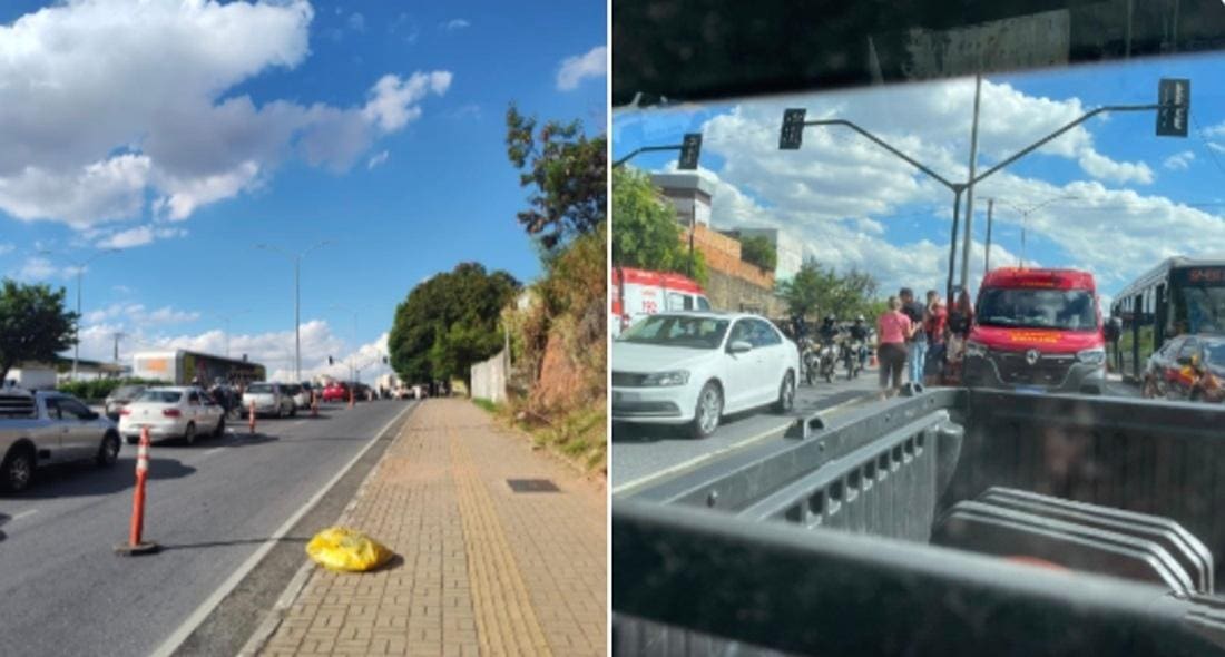 Por conta do acidente, motoristas enfrentam lentidão no sentido Centro-Bairro da avenida Pedro I