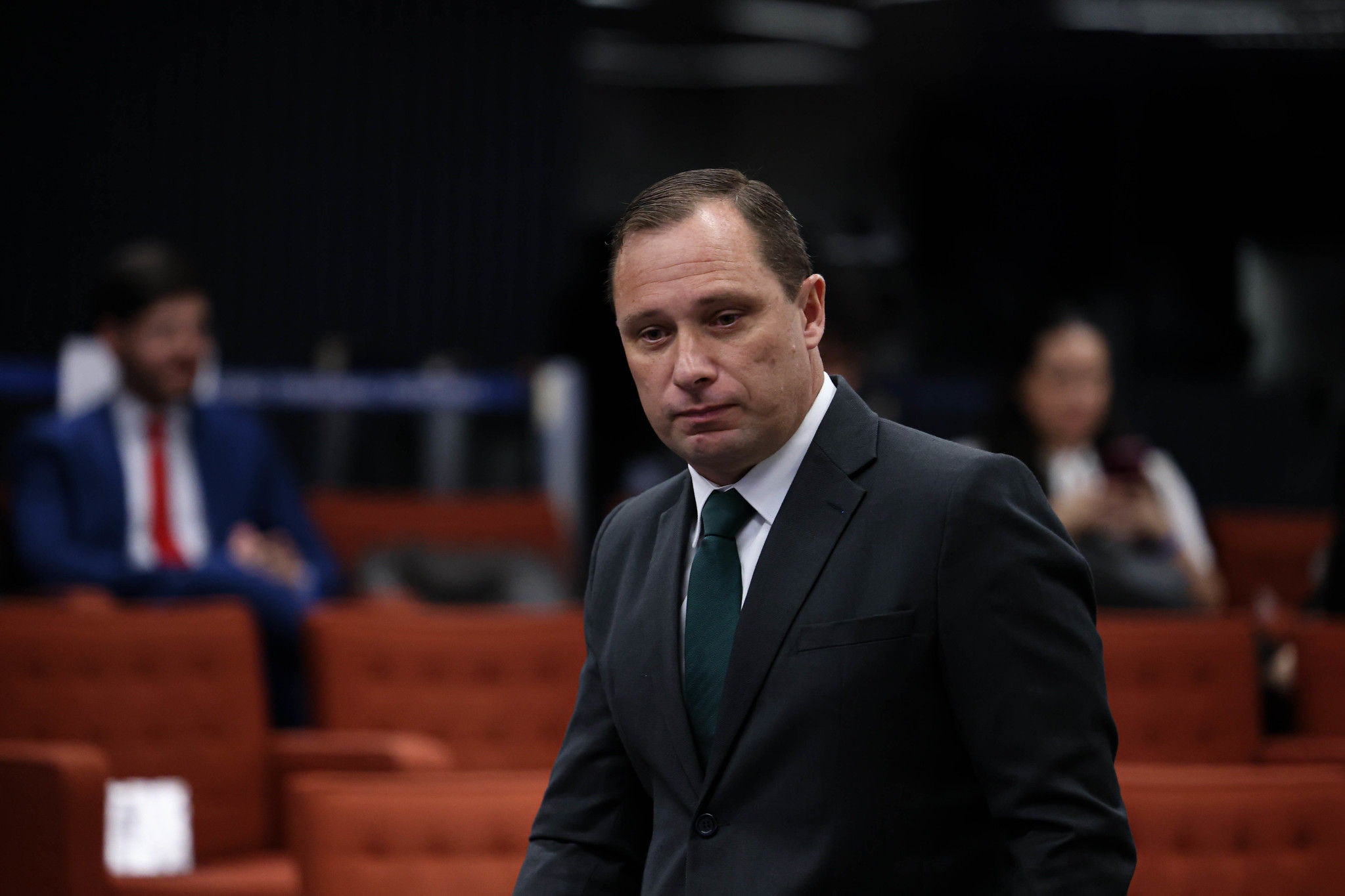 O tenente-coronel Mauro Cid, pouco antes do início do interrogatório no STF