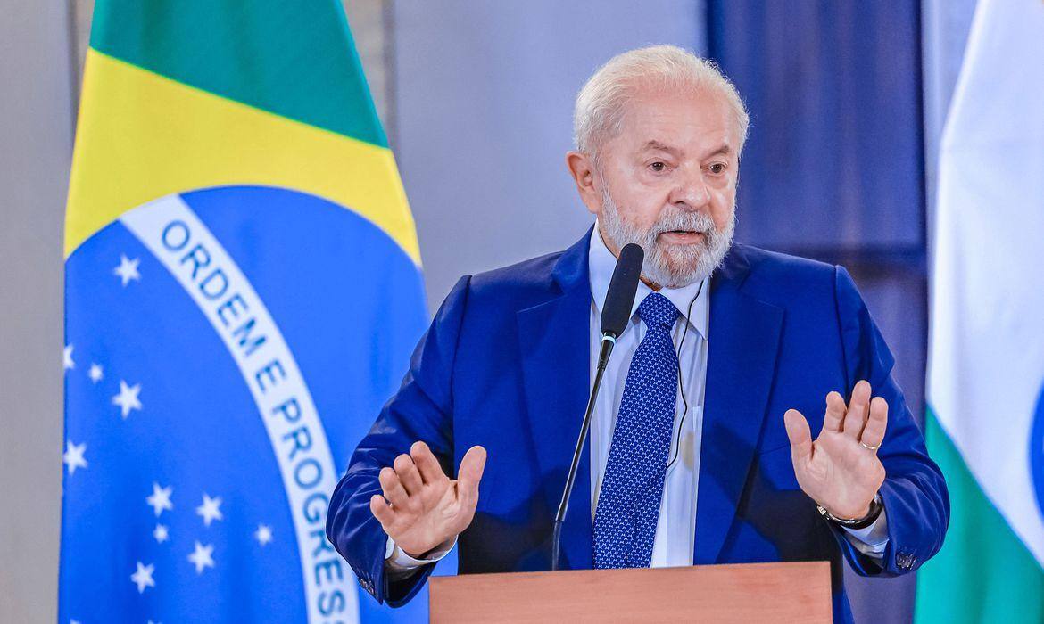 Na imagem, o presidente da República, Luiz Inácio Lula da Silva (PT), durante discurso no exterior