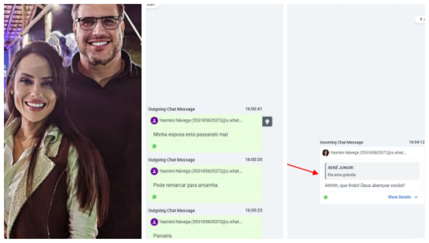 Em mensagens recuperadas pela Polícia Civil, Renê disse que a esposa e delegada Ana Paula estava grávida