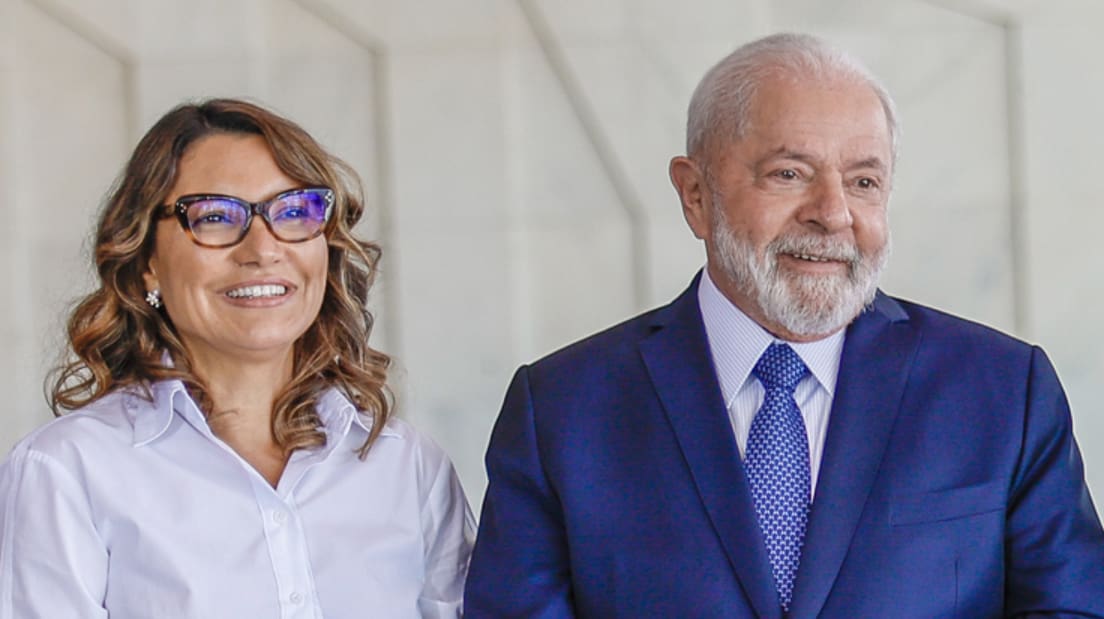 O presidente da República, Luiz Inácio Lula da Silva (PT), e a primeira-dama, Rosângela da Silva, a Janja