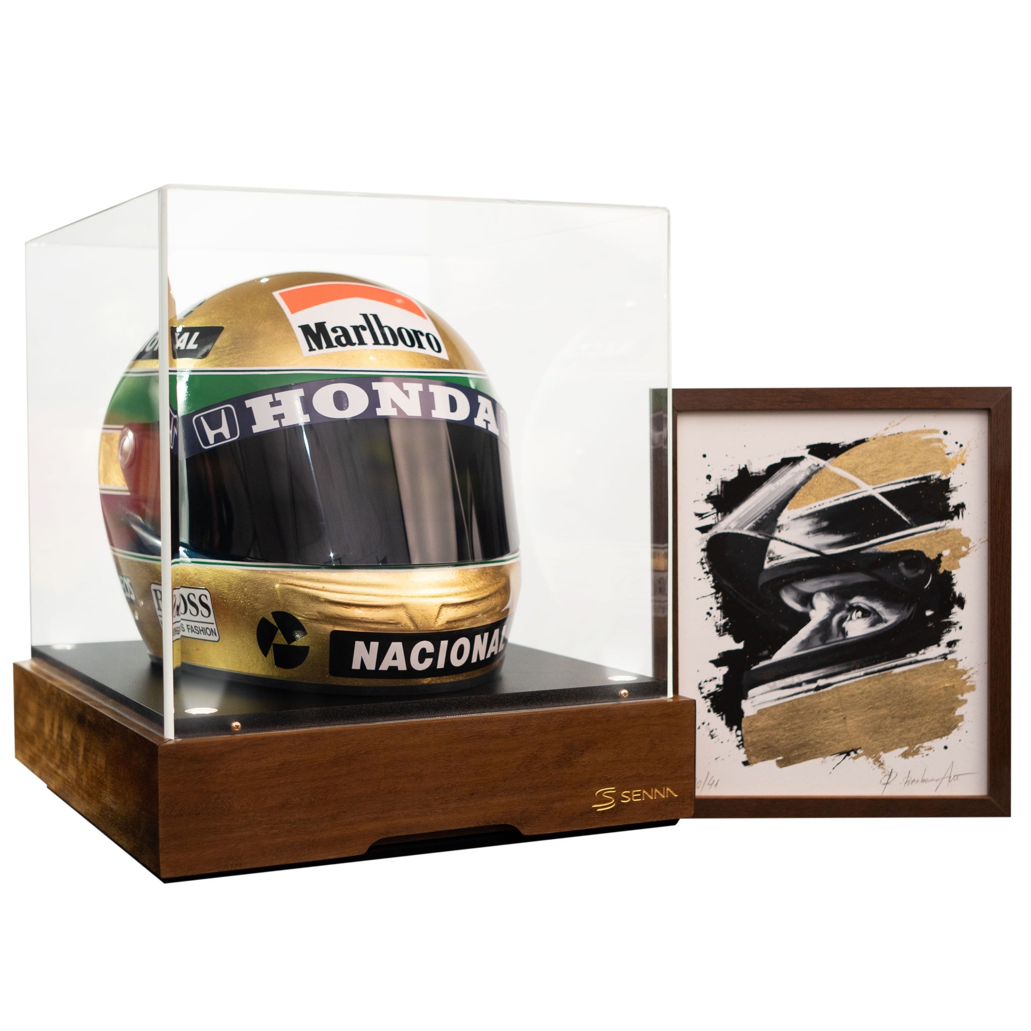 Edição especial do capacete de Senna, folheado a ouro, é vendido a R$ 34 mil