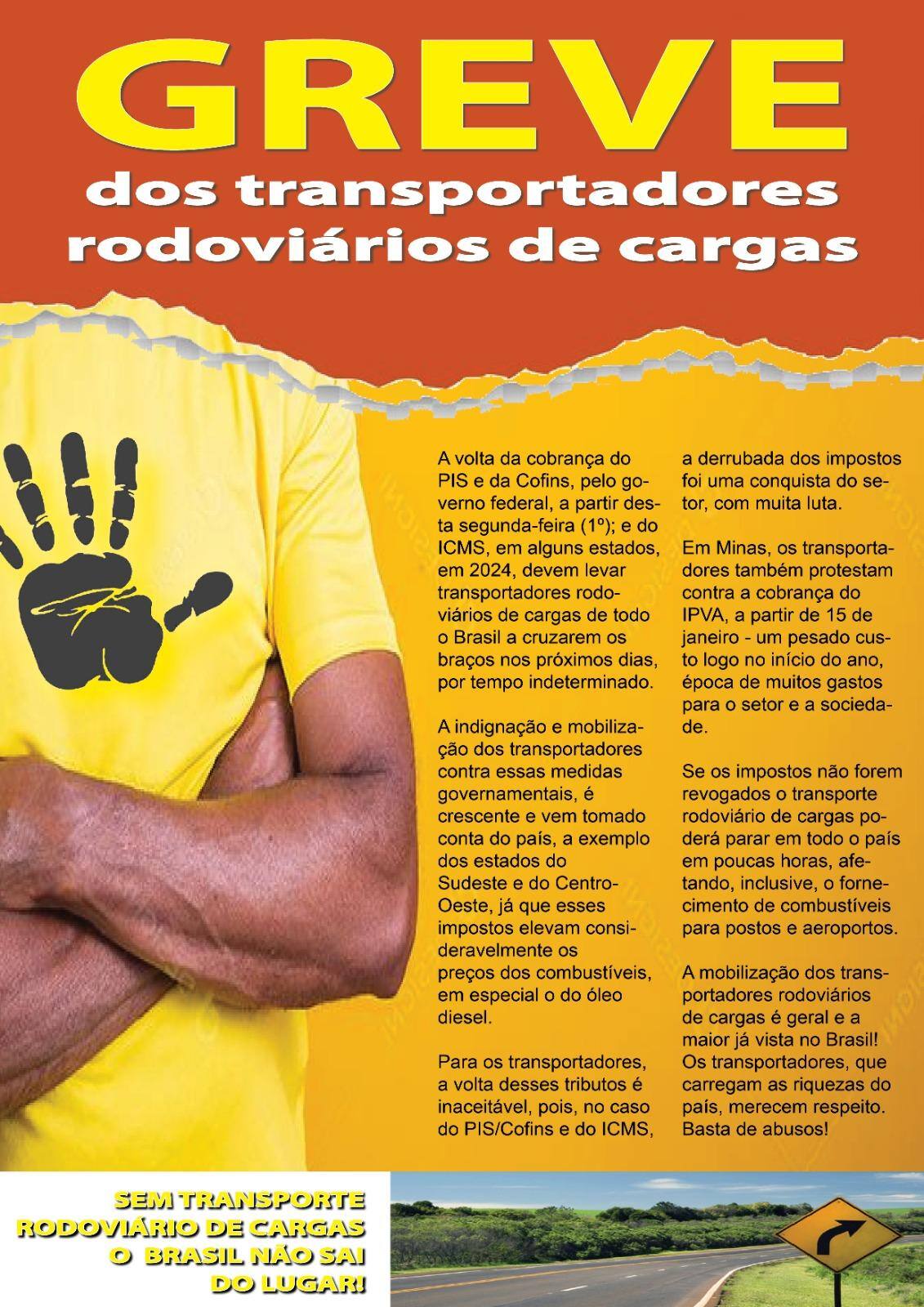 Arte divulgada pelo Sindtanque mostra a possibilidade de greve no setor de transporte