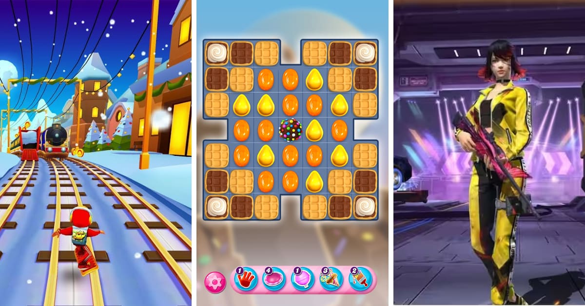 Subway Surfers, Candy Crush Saga e Free Fire são os games mais baixados no celular