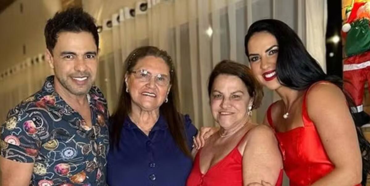 Zezé Di Camargo e Gracielle Lacerda passaram o Natal com as respectivas mães